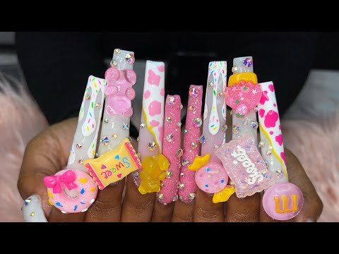 XX Long Kawaii Nails | Acrylic Nails Tutorial |