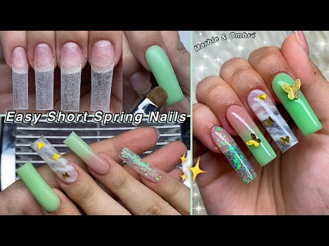 EASY SPRING POLYGEL NAILS???? BEGINNER FRIENDLY NAILS! HOW TO