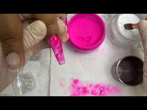 Acrylic marble pink | Nail Tutorial |