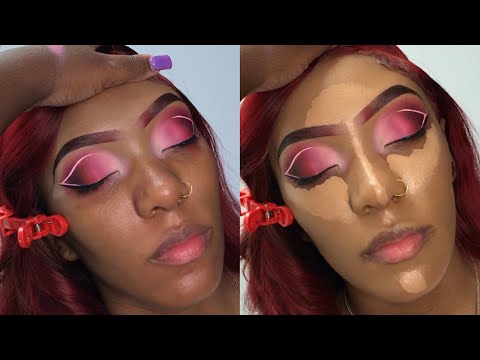Red & Pink Abstract Cut Crease | Client Makeup