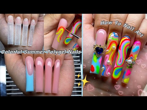 COLORFUL SUMMER POLYGEL NAILS✨ POLYGEL FRENCH TIP & NAIL